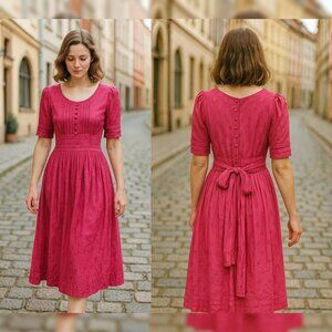 Vintage Sarah Elizabeth Pink Pleated Bodice Dress Sz 8